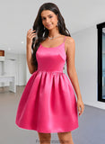 Logan Ball-Gown/Princess Scoop Short Satin Homecoming Dress STKP0025714