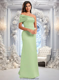 Jaylah A-line Asymmetrical Off the Shoulder Floor-Length Satin Prom Dresses STKP0025884