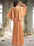 Amiya A-line Square Floor-Length Stretch Satin Bridesmaid Dress STKP0025765