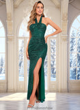 Isabel Sheath/Column Halter Floor-Length Sequin Prom Dresses STKP0025858