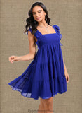 Trinity A-line Square Short Chiffon Homecoming Dress With Bow STKP0025665