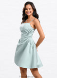 Taniya A-line Straight Short Satin Homecoming Dress STKP0025643