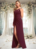 Katie A-line One Shoulder Floor-Length Chiffon Bridesmaid Dress STKP0025756