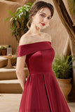 Yaritza A-line Off the Shoulder Asymmetrical Satin Homecoming Dress STKP0020532