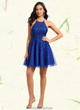 Kyleigh A-line Scoop Short Tulle Lace Homecoming Dress With Sequins STKP0025688