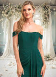 Cara A-line Off the Shoulder Floor-Length Chiffon Bridesmaid Dress STKP0025744