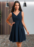 Miracle A-line V-Neck Short Chiffon Homecoming Dress With Pleated STKP0025644