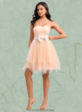 Yareli Ball-Gown/Princess Sweetheart Short Tulle Homecoming Dress With Bow STKP0025719