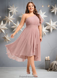 Joan A-line One Shoulder Asymmetrical Chiffon Bridesmaid Dress With Ruffle STKP0025819