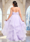 Siena Ball-Gown/Princess Asymmetrical One Shoulder Floor-Length Tulle Prom Dresses STKP0025867