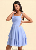 Jaylynn A-line Scoop Short Chiffon Homecoming Dress With Pleated STKP0025654