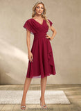 Alyssa A-line V-Neck Knee-Length Chiffon Homecoming Dress With Ruffle STKP0025716