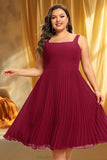 Sonia A-line Square Knee-Length Chiffon Homecoming Dress With Pleated STKP0020530