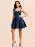 Madeleine A-line Sweetheart Short Satin Homecoming Dress With Pleated STKP0025673