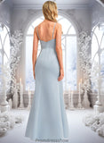 Liana A-line V-Neck Floor-Length Satin Bridesmaid Dress STKP0025724