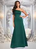 Jaylah A-line Asymmetrical Off the Shoulder Floor-Length Satin Prom Dresses STKP0025884