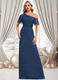 Aspen A-line Asymmetrical Floor-Length Chiffon Bridesmaid Dress With Ruffle STKP0025801