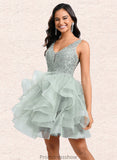 Charlie Ball-Gown/Princess V-Neck Short Tulle Lace Homecoming Dress STKP0025671