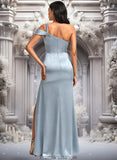 Jaden A-line One Shoulder Floor-Length Stretch Satin Bridesmaid Dress STKP0025725