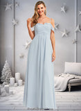 Selena A-line Cold Shoulder Floor-Length Chiffon Bridesmaid Dress With Ruffle STKP0025723