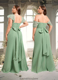 Destinee Trumpet/Mermaid Off the Shoulder V-Neck Floor-Length Chiffon Bridesmaid Dress STKP0025810