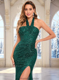 Isabel Sheath/Column Halter Floor-Length Sequin Prom Dresses STKP0025858