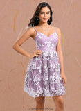 Kianna A-line V-Neck Short Lace Homecoming Dress With Embroidered STKP0025697