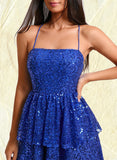 Janessa A-line Straight Short Sequin Homecoming Dress STKP0025713