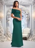 Jaylah A-line Asymmetrical Off the Shoulder Floor-Length Satin Prom Dresses STKP0025884