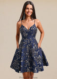 Shaniya A-line V-Neck Short Jacquard Homecoming Dress STKP0025701