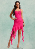 Suzanne Bodycon V-Neck Asymmetrical Chiffon Homecoming Dress With Cascading Ruffles STKP0025712