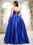 Emilee Ball-Gown/Princess Straight Floor-Length Satin Prom Dresses STKP0025831