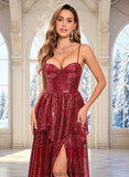 Zaria A-line Sweetheart Floor-Length Sequin Prom Dresses STKP0025868