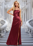 Nataly Trumpet/Mermaid Square Floor-Length Stretch Satin Prom Dresses With Ruffle STKP0025875