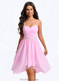 Moira A-line Sweetheart Asymmetrical Chiffon Homecoming Dress With Beading STKP0025690