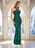 Isabel Sheath/Column Halter Floor-Length Sequin Prom Dresses STKP0025858