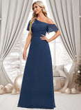 Aspen A-line Asymmetrical Floor-Length Chiffon Bridesmaid Dress With Ruffle STKP0025801