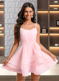 Rosalyn A-line Scoop Mini Chiffon Homecoming Dress With Pleated STKP0025675