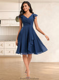 Lillianna A-line V-Neck Knee-Length Chiffon Homecoming Dress With Ruffle STKP0025684