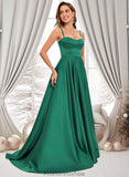 Adrienne A-line Sweetheart Sweep Train Satin Prom Dresses STKP0025846