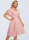 Jordyn A-line V-Neck Knee-Length Chiffon Homecoming Dress STKP0025702