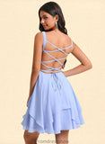 Jaylynn A-line Scoop Short Chiffon Homecoming Dress With Pleated STKP0025654