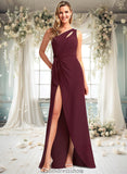 Katie A-line One Shoulder Floor-Length Chiffon Bridesmaid Dress STKP0025756