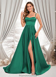 Adrienne A-line Sweetheart Sweep Train Satin Prom Dresses STKP0025846