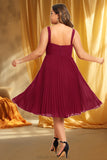 Sonia A-line Square Knee-Length Chiffon Homecoming Dress With Pleated STKP0020530