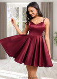 Kaylee Ball-Gown/Princess V-Neck Short Satin Homecoming Dress With Bow STKP0025662