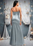 Mayra A-line V-Neck Floor-Length Stretch Satin Bridesmaid Dress STKP0025728