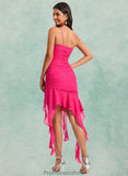 Suzanne Bodycon V-Neck Asymmetrical Chiffon Homecoming Dress With Cascading Ruffles STKP0025712