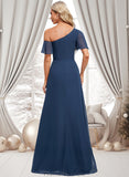 Aspen A-line Asymmetrical Floor-Length Chiffon Bridesmaid Dress With Ruffle STKP0025801