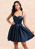 Madeleine A-line Sweetheart Short Satin Homecoming Dress With Pleated STKP0025673